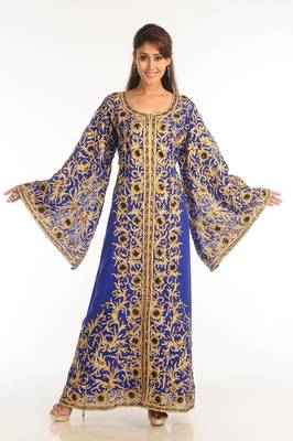 Royal Blue Georgette Kaftan With Zari Work 3