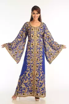 Royal Blue Georgette Kaftan With Zari Work