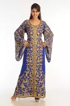 Royal Blue Georgette Kaftan With Zari Work