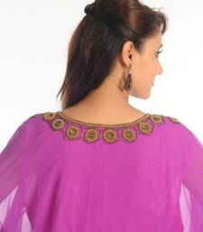 Purple Georgette Kaftan With Zari Work