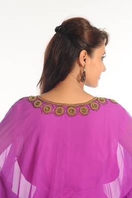 Purple Georgette Kaftan With Zari Work 2