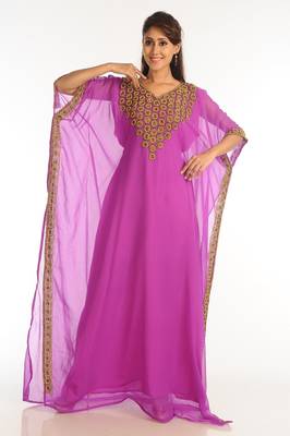 Purple Georgette Kaftan With Zari Work 3
