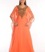 Tomato Georgette Kaftan With Zari Work