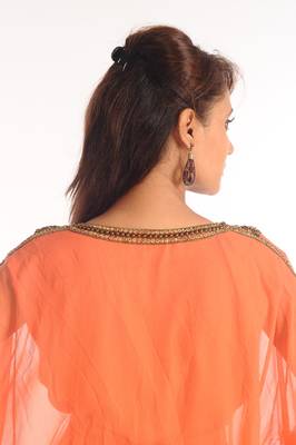Tomato Georgette Kaftan With Zari Work 2