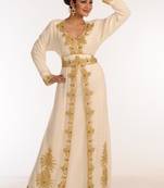 Cream Georgette Kaftan With Zari Work