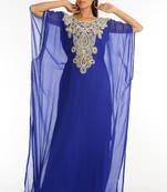 Royal Blue Georgette Kaftan With Zari Work