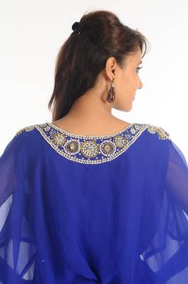 Royal Blue Georgette Kaftan With Zari Work 2