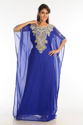 Royal Blue Georgette Kaftan With Zari Work 4