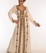 Cream Georgette Kaftan With Zari Work