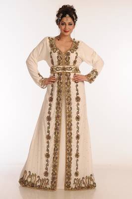 Cream Georgette Kaftan With Zari Work 2