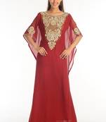 Maroon Georgette Kaftan With Zari Work