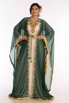 Green Georgette Kaftan with Zari Work
