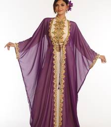 Inner Cream Jacket Purple Georgette Kaftan With Zari Work