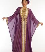 Inner Cream Jacket Purple Georgette Kaftan With Zari Work