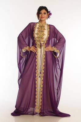Inner Cream Jacket Purple Georgette Kaftan With Zari Work 2