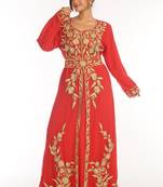 Red Georgette Kaftan With Zari Work