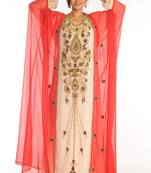 Inner Cream Jacket Purple Georgette Kaftan With Zari Work