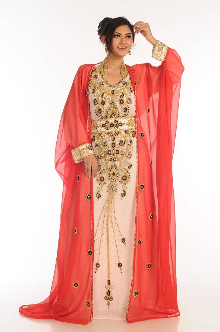 Inner Cream Jacket Purple Georgette Kaftan With Zari Work