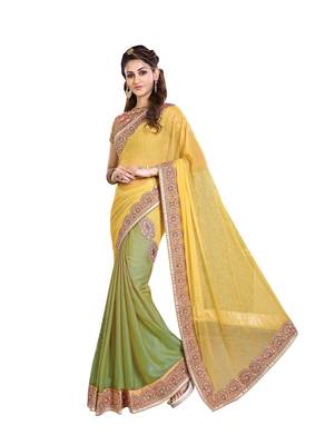 Yellow Embroiderd Faux Georgette Saree With Blouse 1