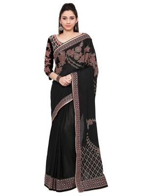 Black Embroiderd Georgette Saree With Blouse 1