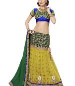 Yellow Color  Semi Stitched Net Lehenga Choli With Blouse
