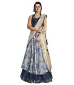 Grey Color Embroidered Semi Stitched Lehenga Choli With Blouse