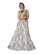 Grey Color Printed Semi Stitched Lehenga Choli With Blouse