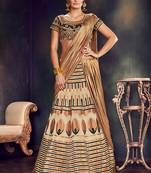 Beige Color Printed Semi Stitched Lehenga Choli With Blouse