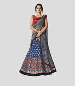 Blue Color Printed Semi Stitched Lehenga Choli With Blouse