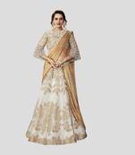 Off White Color Printed Semi Stitched Lehenga Choli With Blouse