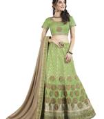 Green Color Silk Designer Semi  Stitched Lehenga Choli