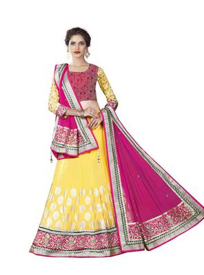 Yellow Color Net Designer Semi  Stitched Lehenga Choli 1