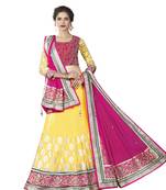 Yellow Color Net Designer Semi  Stitched Lehenga Choli
