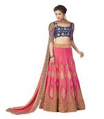 Pink Color Silk Wedding Wear Semi  Stitched Lehenga Choli With Blouse