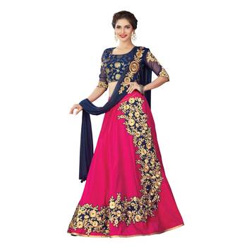 Pink Color Silk Designer Semi  Stitched Lehenga Choli 1
