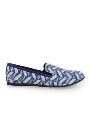 Men's Blue TPR Sole Material Printed Moccasins Slip Ons 3