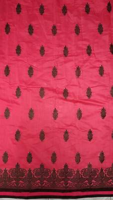  women Chanderi red embroidery party wear unstiched  salwar suit with dupatta  5