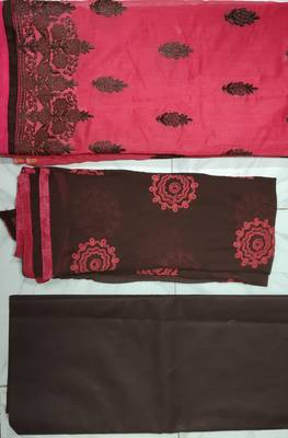  women Chanderi red embroidery party wear unstiched  salwar suit with dupatta  6