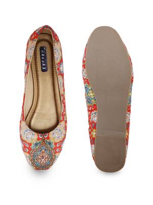 Women's Red Casual Synthetic Mesh Ballerinas Shoe 4