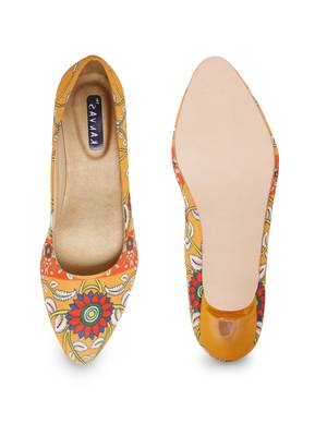 Women's orange Croslite Sole Material Ballerinas Low Heel Sandal 4