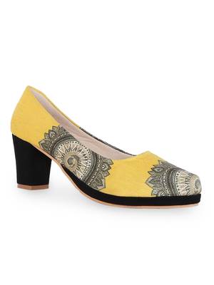 Women's Yellow Croslite Sole Material Ballerinas High Heel Sandal 1