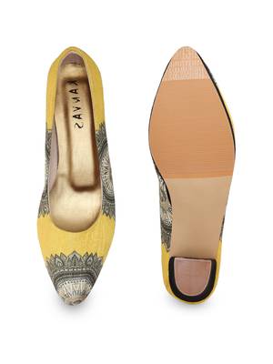 Women's Yellow Croslite Sole Material Ballerinas High Heel Sandal 4