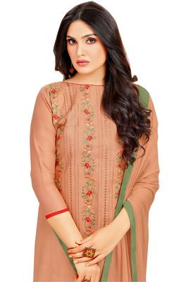 Light-Brown Resham Embroidery Pure Cotton Salwar 2