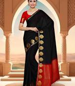 Black Woven Crepe Saree With Blouse