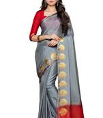 Grey woven crepe saree with blouse
