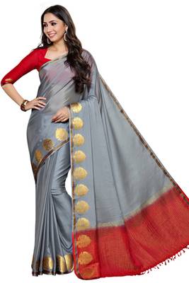 Grey woven crepe saree with blouse 2