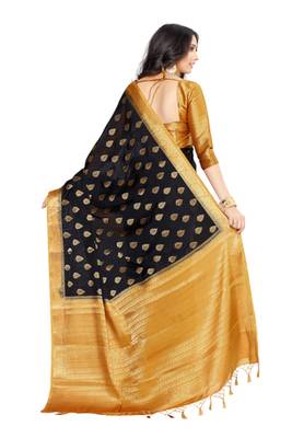 Black Woven Crepe Saree With Blouse 4