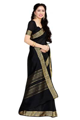 Black Woven Saree With Blouse 3