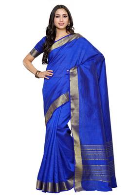 Blue Woven Crepe Saree With Blouse 1