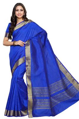 Blue Woven Crepe Saree With Blouse 2
